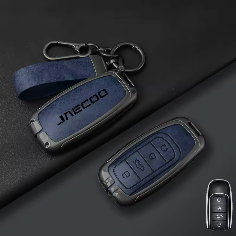 Jaecoo Key Cover with Keychain | Alloy & Leather Protective Case