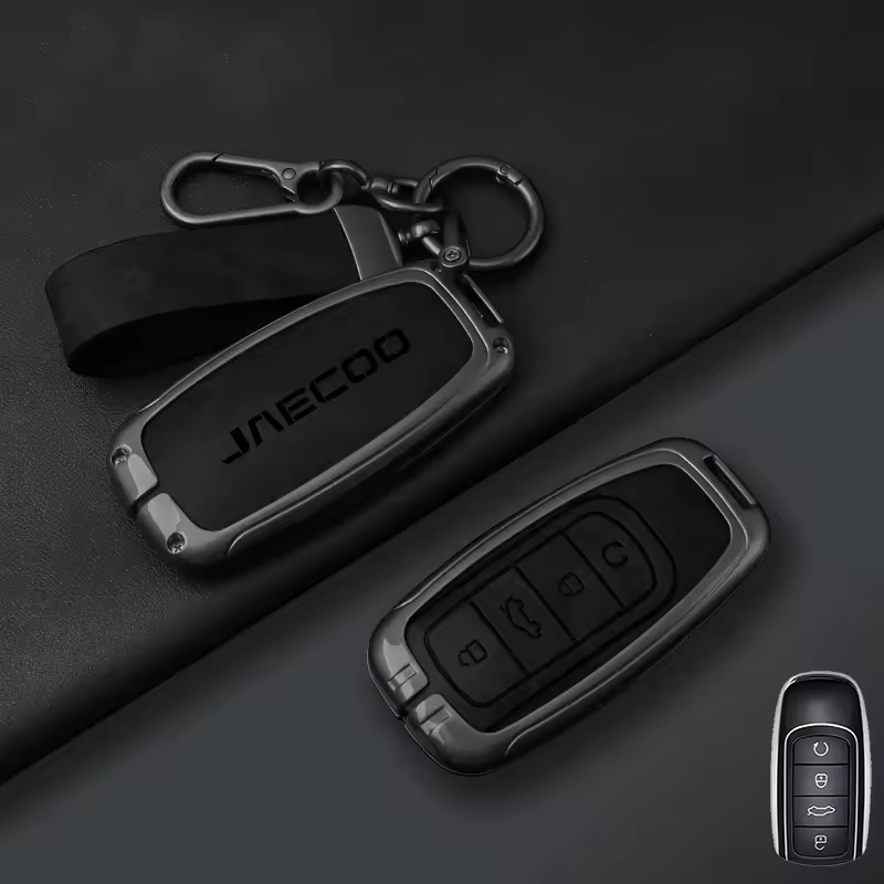 Jaecoo Key Cover with Keychain | Alloy & Leather Protective Case