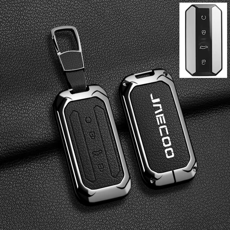 Luxury Zinc Alloy & Leather Key Cover for Jaecoo J5 | Premium Smart Key Protector Case with Keychain