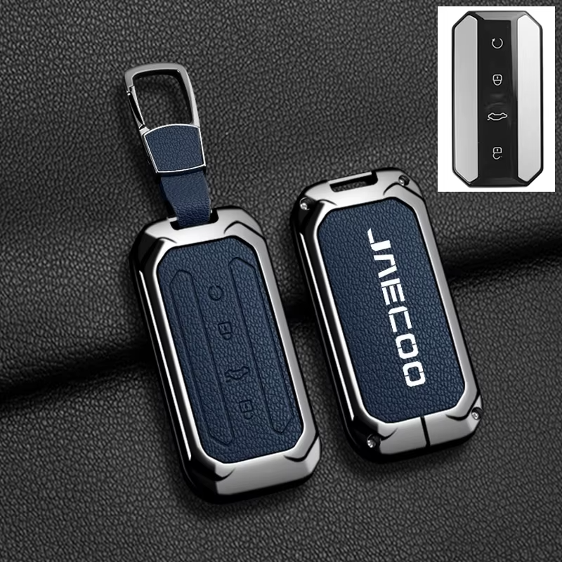 Luxury Zinc Alloy & Leather Key Cover for Jaecoo J5 | Premium Smart Key Protector Case with Keychain