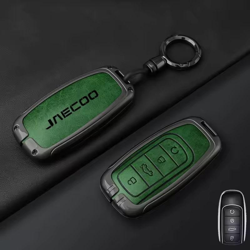 Jaecoo Key Cover with Keychain | Alloy & Leather Protective Case