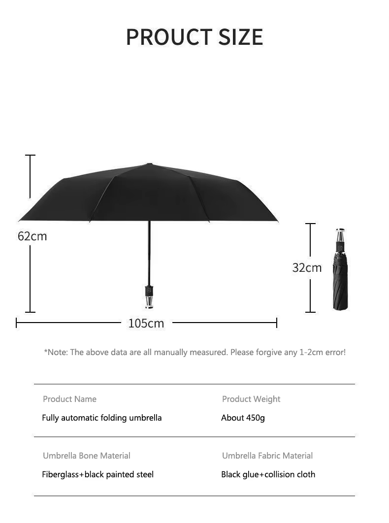 Jaecoo Automatic Folding Umbrella | Windproof UV Protection Compact Sunshade