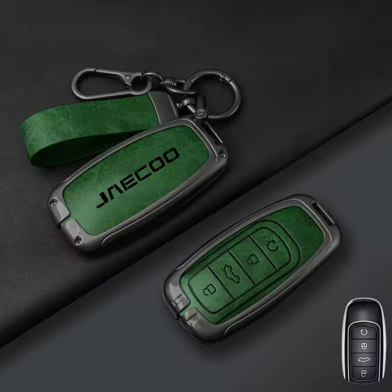 Jaecoo Key Cover with Keychain | Alloy & Leather Protective Case