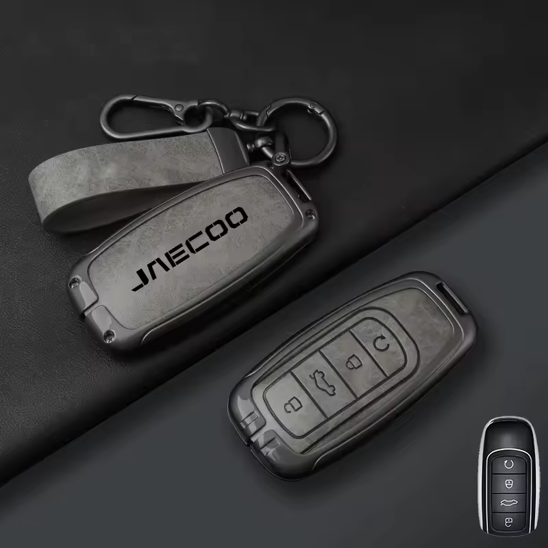 Jaecoo Key Cover with Keychain | Alloy & Leather Protective Case