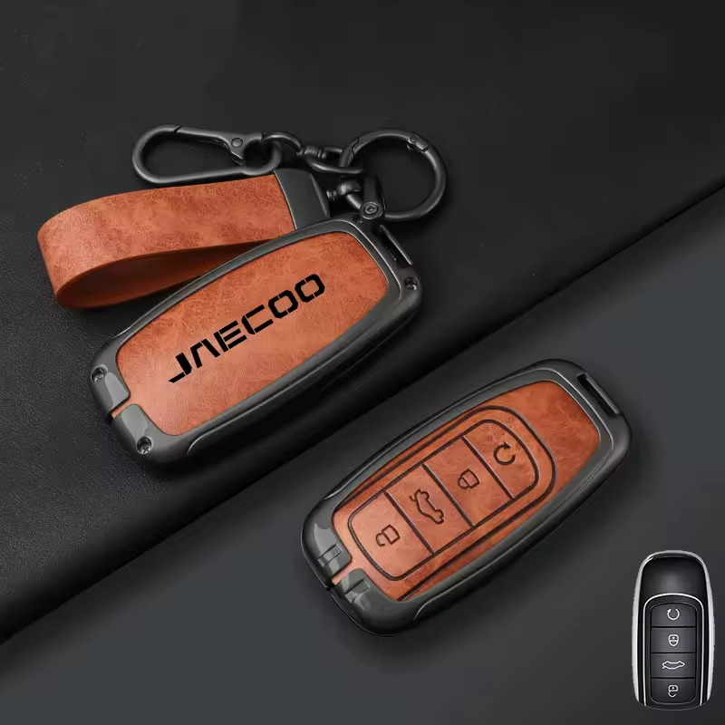 Jaecoo Key Cover with Keychain | Alloy & Leather Protective Case