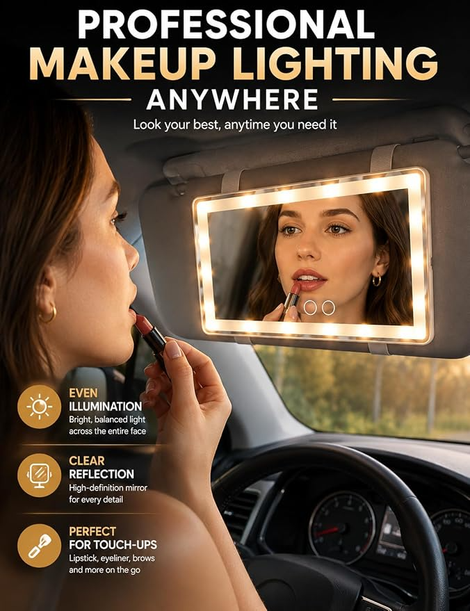 LED Sun Visor Vanity Mirror with Touch Control for Jaecoo