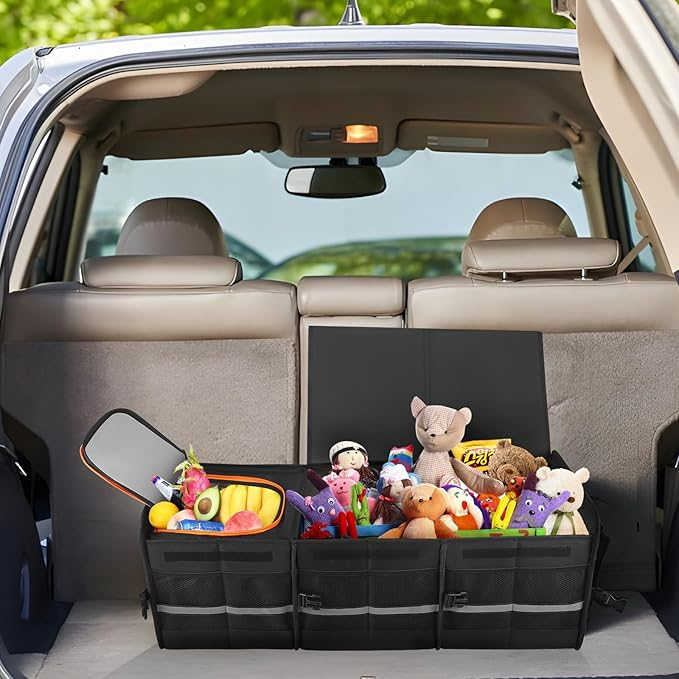 Car Boot Organiser 115L – Foldable Storage Box with Cooler Bag & Compartments