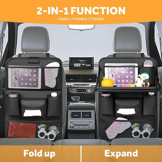 Car Seat Back Organiser with Foldable Tray Table for Jaecoo