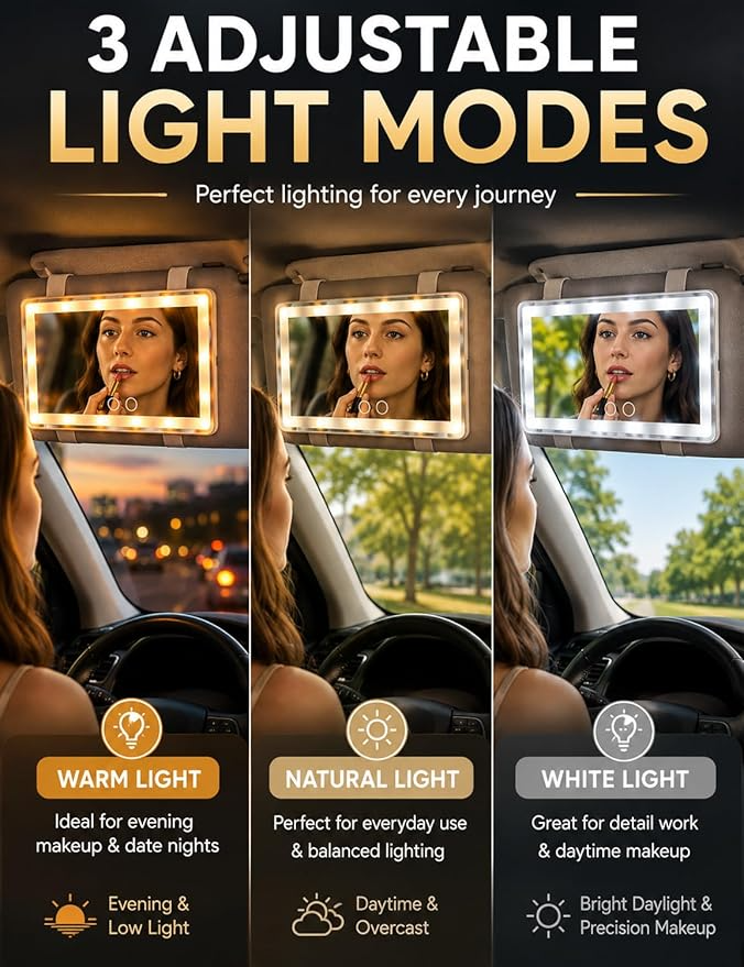 LED Sun Visor Vanity Mirror with Touch Control for Jaecoo