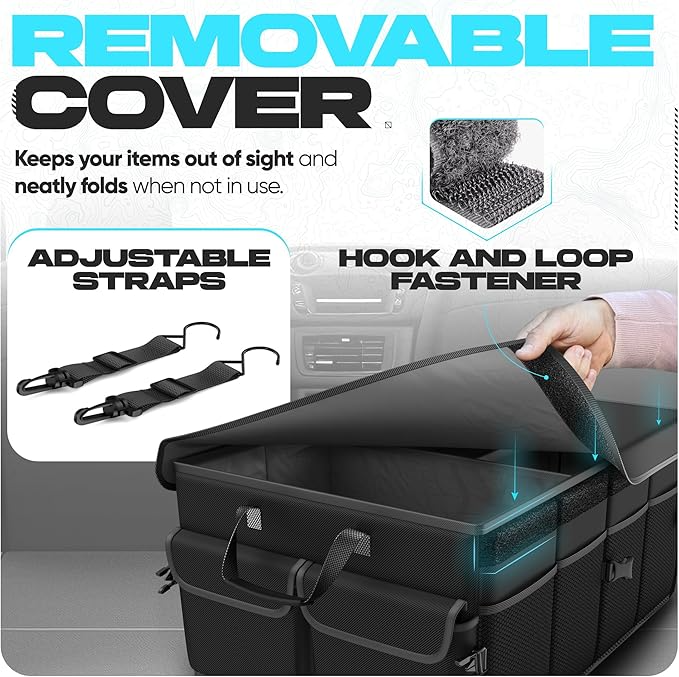Car Boot Lockable Storage Car Boot Organiser – Foldable Storage Box with Compartments & Lid – My ...