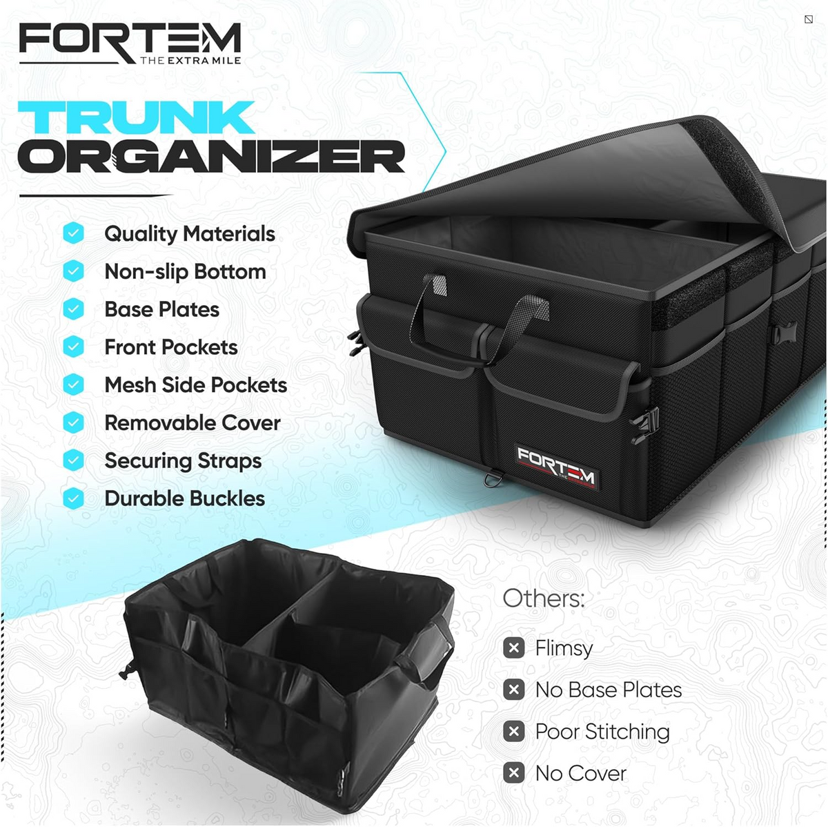 Car Boot Lockable Storage Car Boot Organiser – Foldable Storage Box with Compartments & Lid – My ...