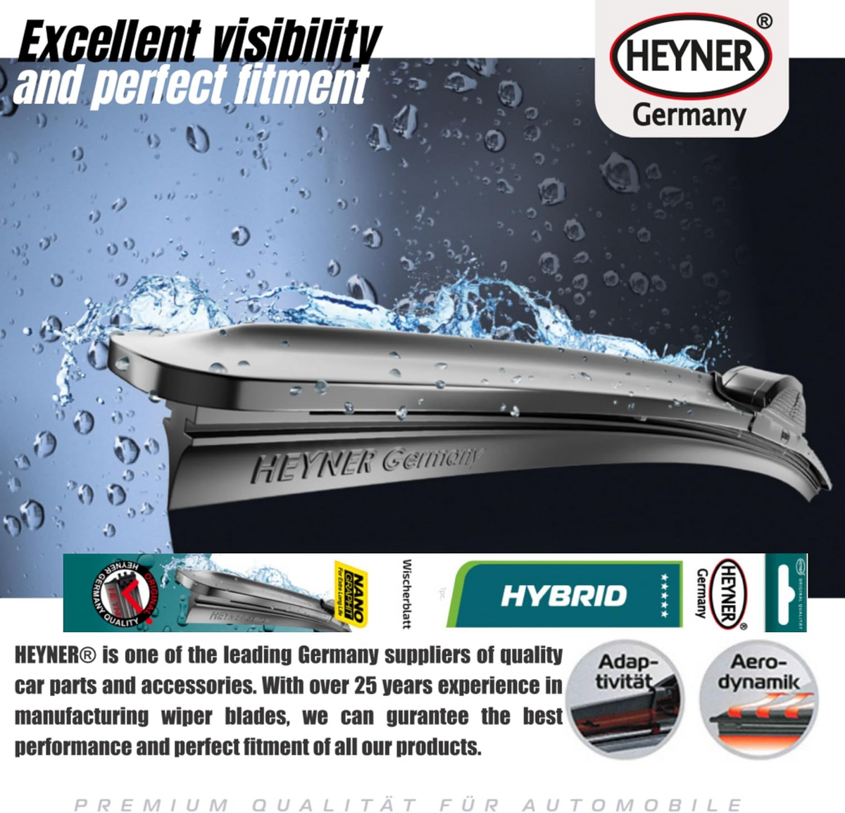 HEYNER Hybrid Front Wiper Blades for Jaecoo J7 – 24" & 18"