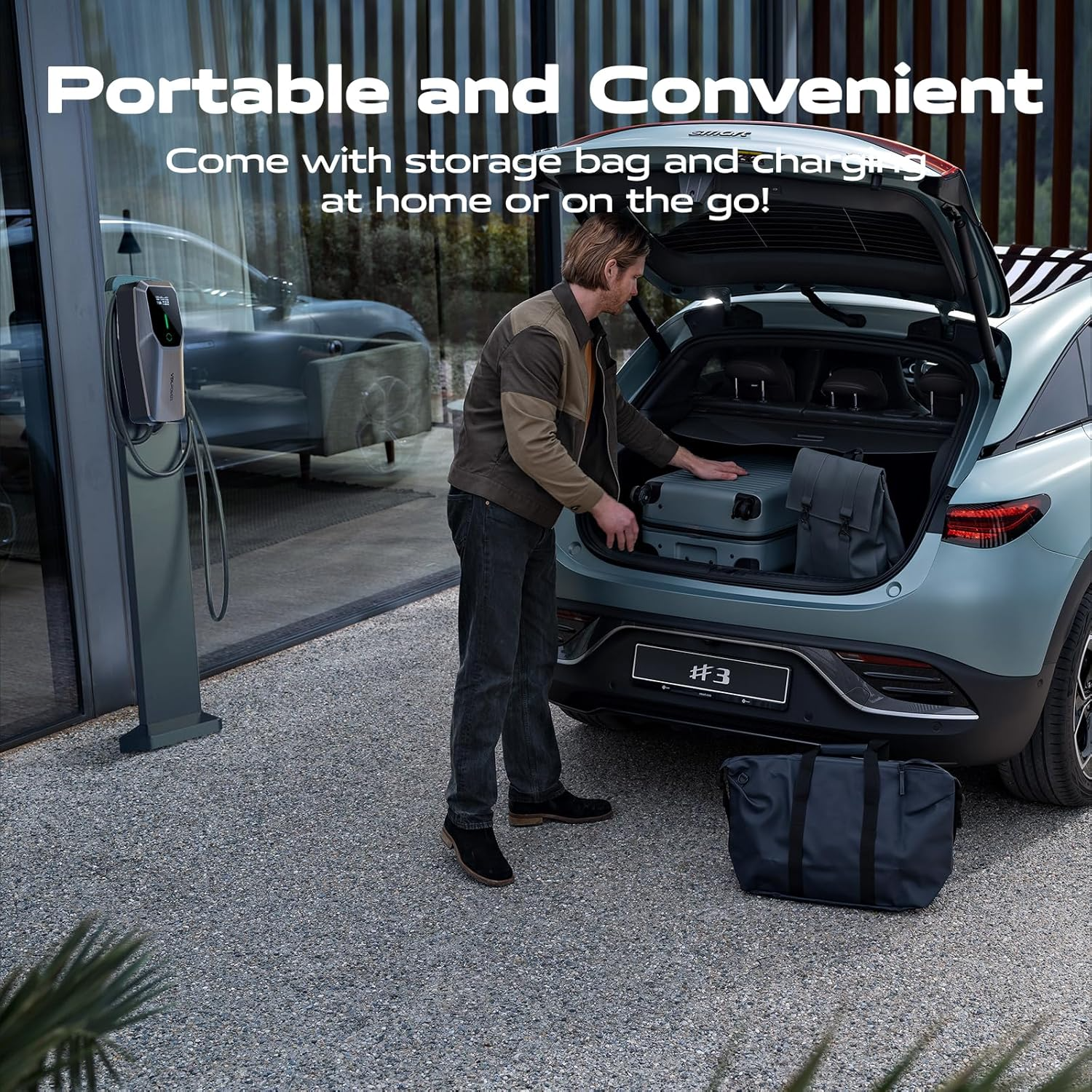 VDLPOWEREU 3kW EV Home Charger | Type 2, 5m Cable, Adjustable 6–13A, IP65 Waterproof