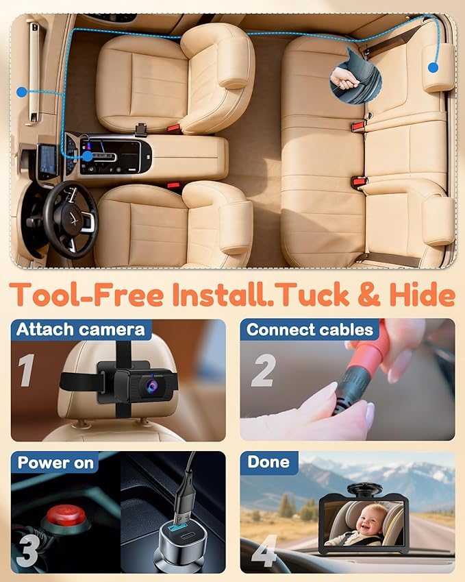 HD Baby Car Camera Monitor with 7" Display for Jaecoo