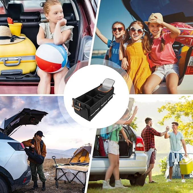 Car Boot Organiser 115L – Foldable Storage Box with Cooler Bag & Compartments