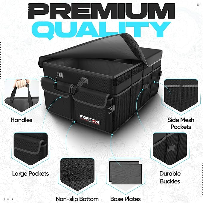 Car Boot Lockable Storage Car Boot Organiser – Foldable Storage Box with Compartments & Lid – My ...