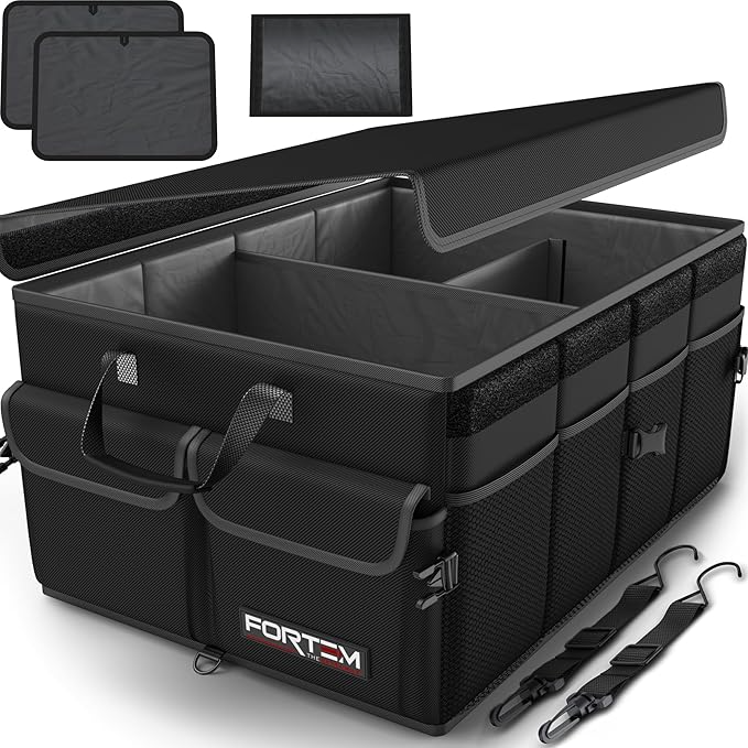Car Boot Lockable Storage Car Boot Organiser – Foldable Storage Box with Compartments & Lid – My ...