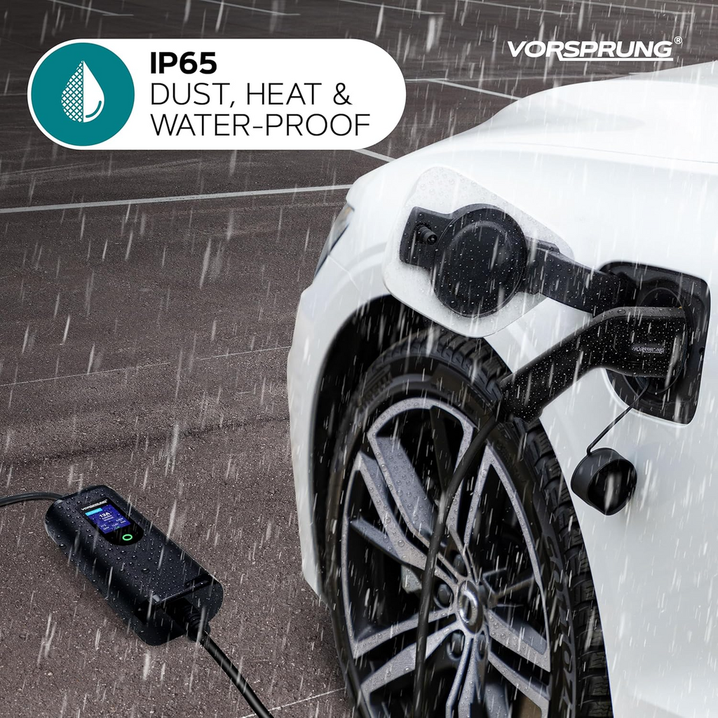 VORSPRUNG® Portable EV Charger | Type 2, 5m / 8m / 10m Cable, Digital Screen, 6–13A Adjustable