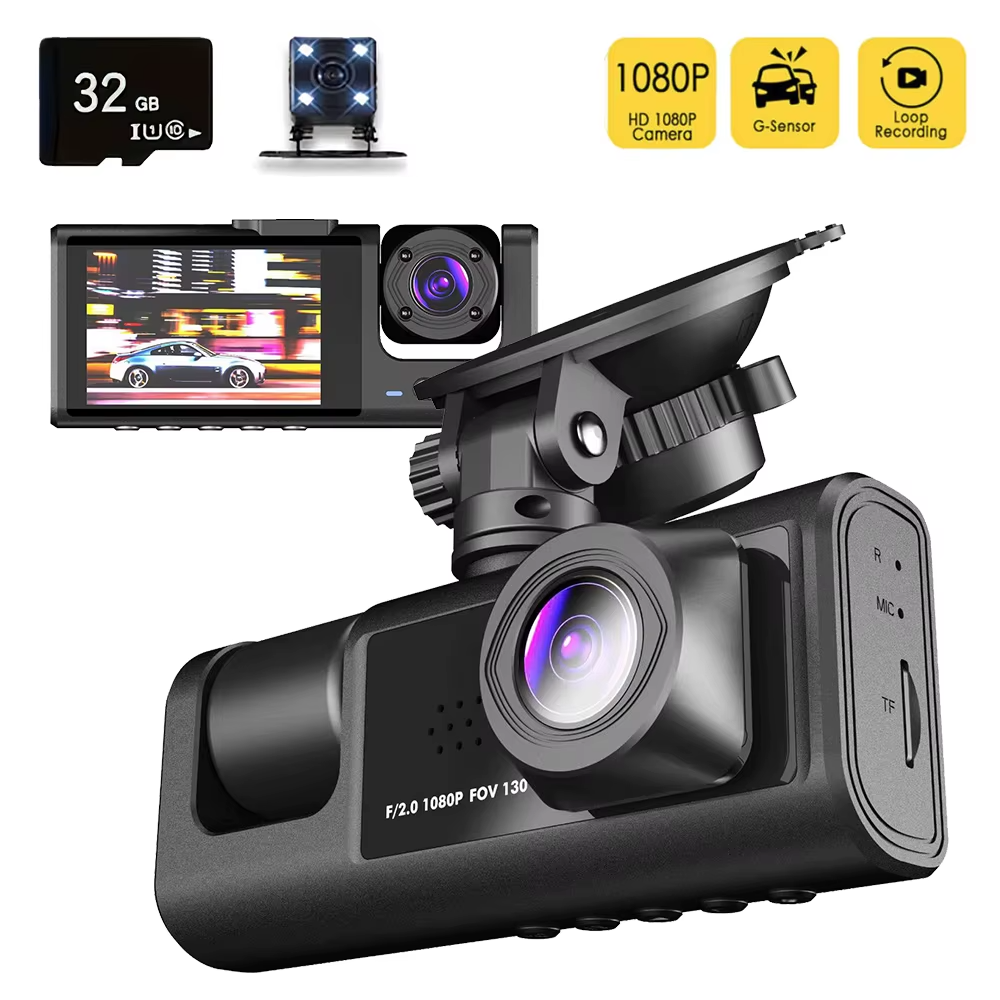 1080P 3-Channel Dashcam with IR Night Vision for Jaecoo J7 PHEV | Front & Rear DVR + 32GB Card
