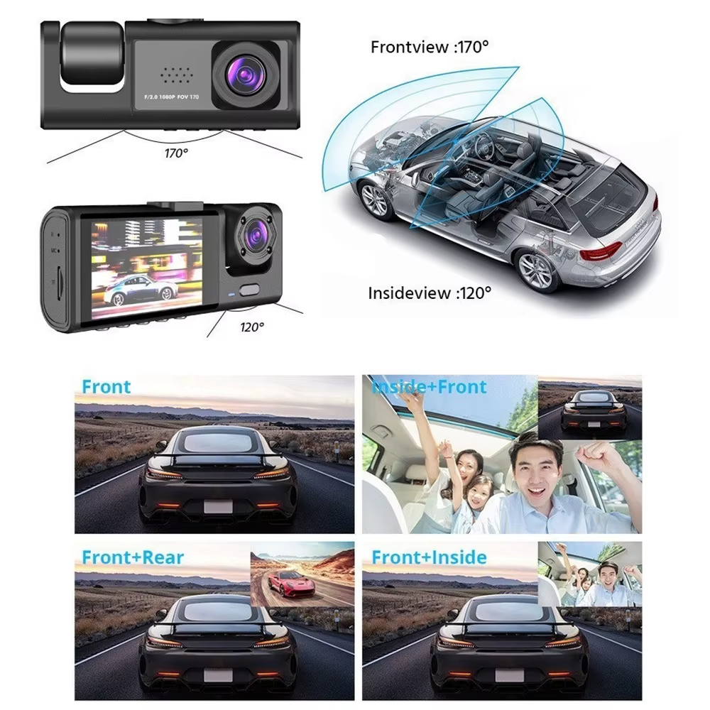 1080P 3-Channel Dashcam with IR Night Vision for Jaecoo J7 PHEV | Front & Rear DVR + 32GB Card