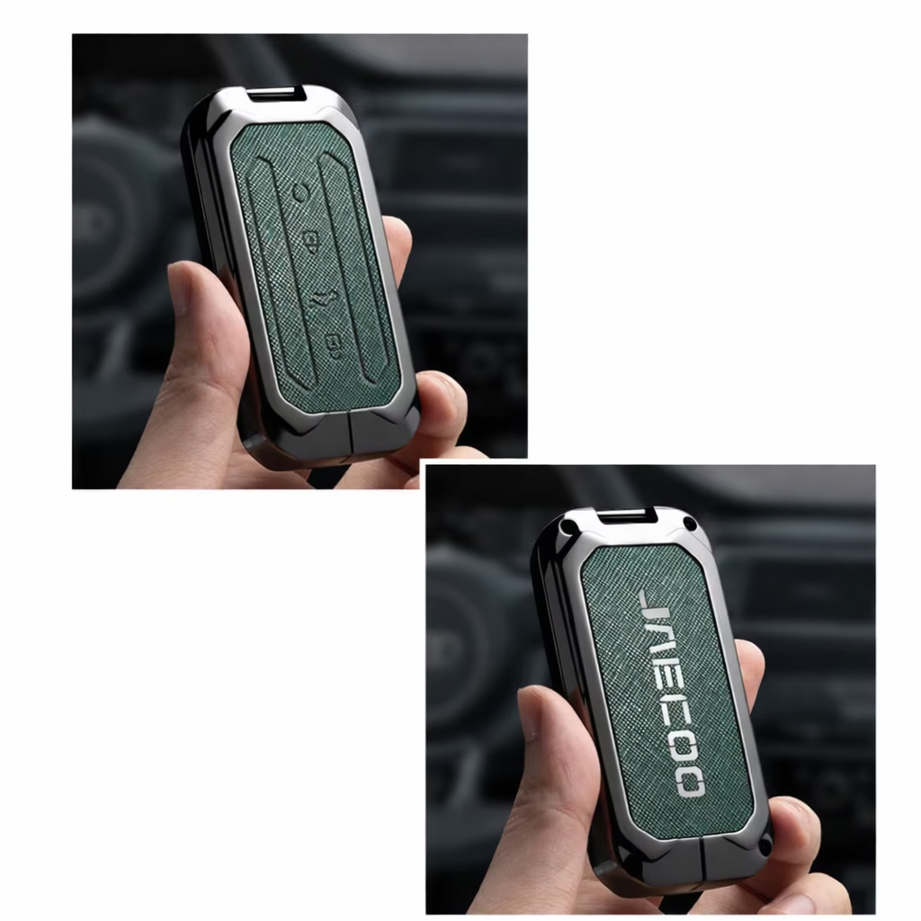Zinc Alloy Leather Key Case for Jaecoo J5 – Metal Protective Cover & Keychain