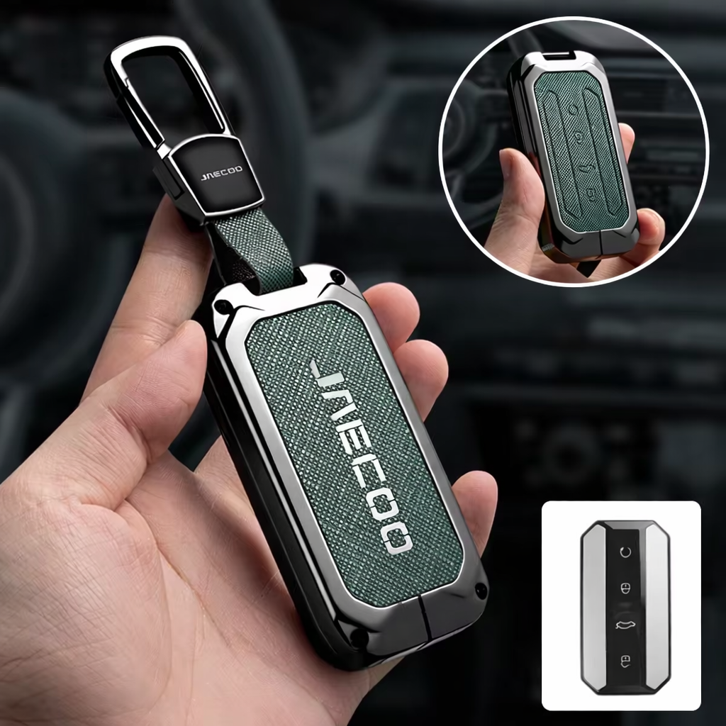 Zinc Alloy Leather Key Case for Jaecoo J5 – Metal Protective Cover & Keychain