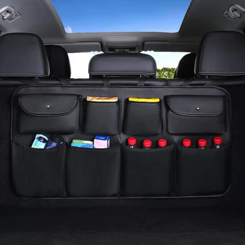 Luxury Leather Car Rear Seat Back Storage Organizer | Multi-Pocket Trunk Tidy for Jaecoo