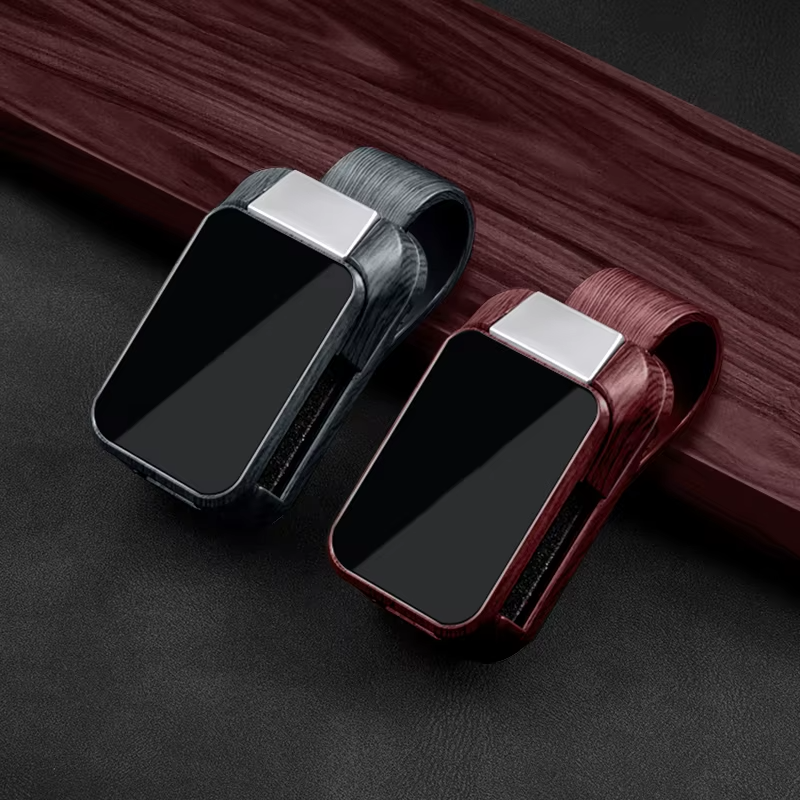 Wood Grain Car Sun Visor Glasses Clip for Jaecoo | Sunglasses & Card Holder Accessory