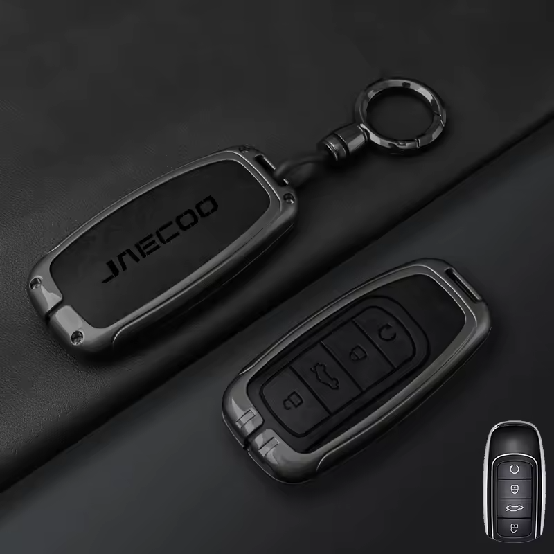 Jaecoo Key Cover with Keychain | Alloy & Leather Protective Case