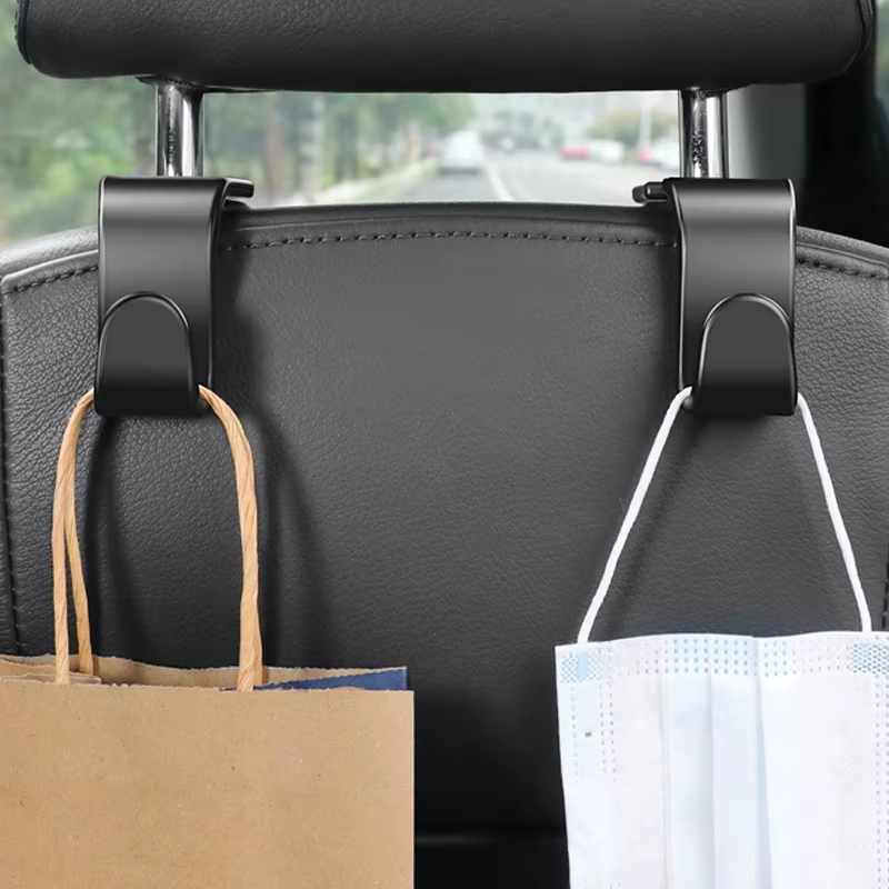 Car Headrest Hooks – Seat Back Bag Holder Clips (2 Piece Set)