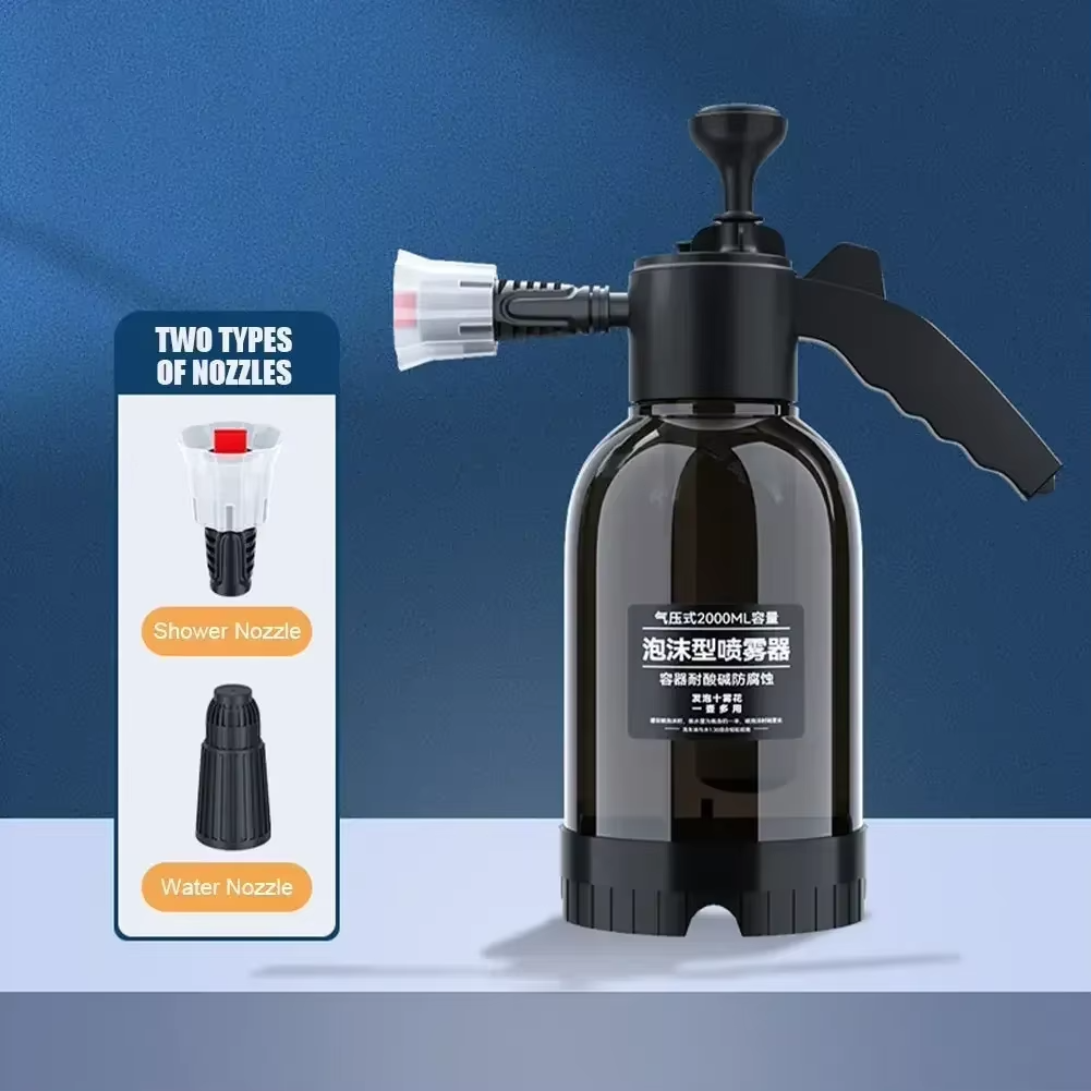 2L Hand Pump Foam Sprayer | Car Wash Snow Foam Bottle with 2 Nozzles