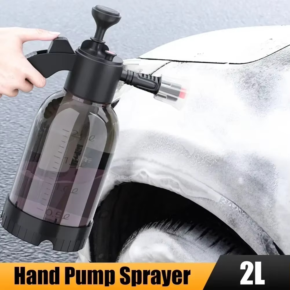 2L Hand Pump Foam Sprayer | Car Wash Snow Foam Bottle with 2 Nozzles