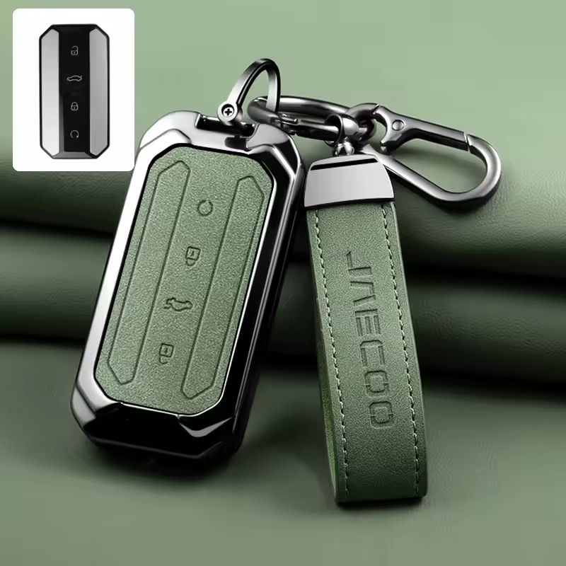 Luxury Zinc Alloy & Leather Key Cover for Jaecoo J5 | Premium Smart Key Protector Case with Keychain