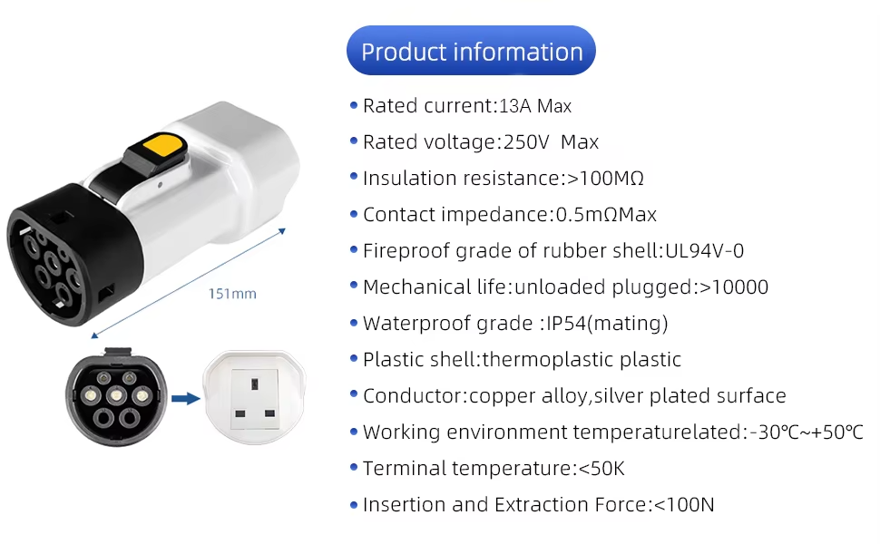 Jaecoo Type 2 V2L Adapter | UK Socket 13A Power Discharge Plug