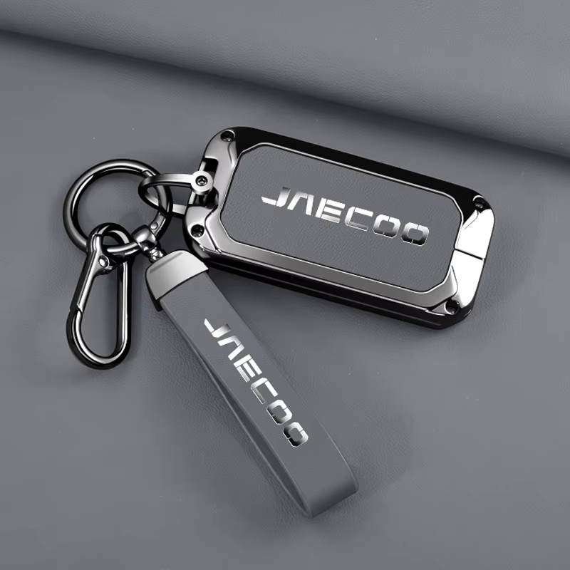 Zinc Alloy & Leather Key Cover for Jaecoo J5 | Smart Key Case with Protective Chain