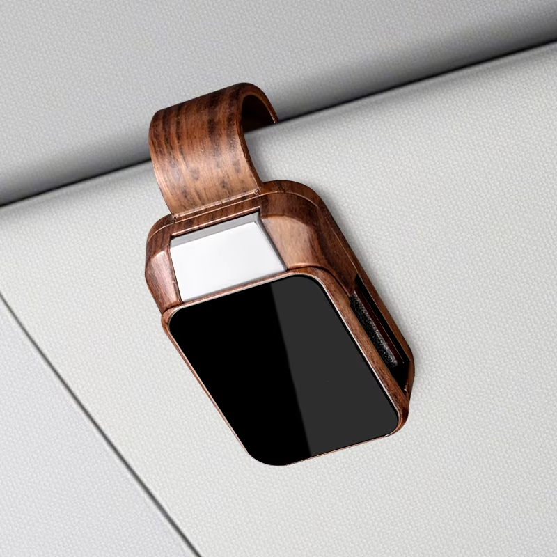 Wood Grain Car Sun Visor Glasses Clip for Jaecoo | Sunglasses & Card Holder Accessory
