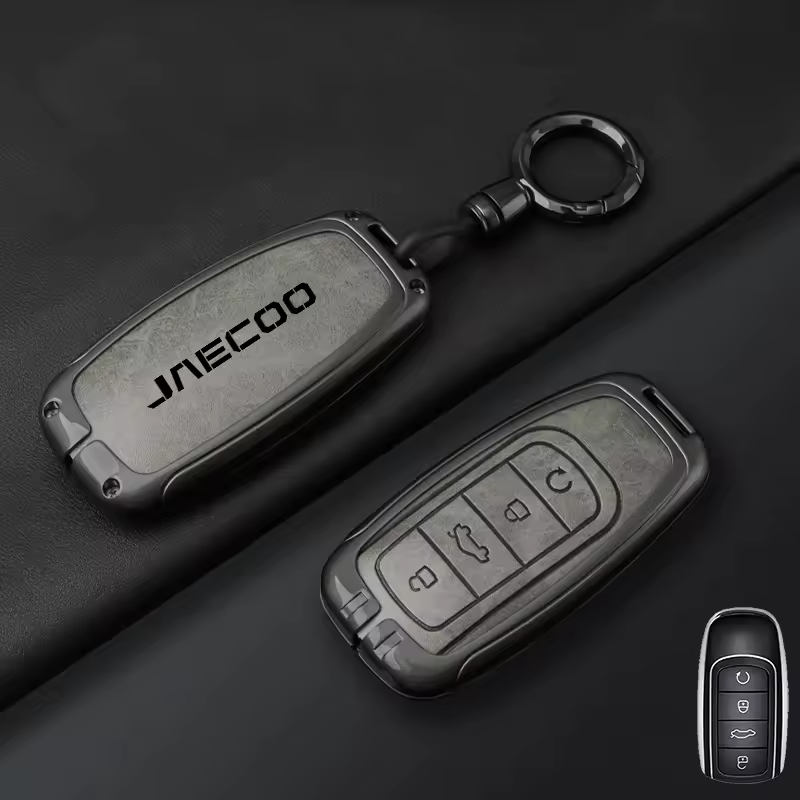 Jaecoo Key Cover with Keychain | Alloy & Leather Protective Case