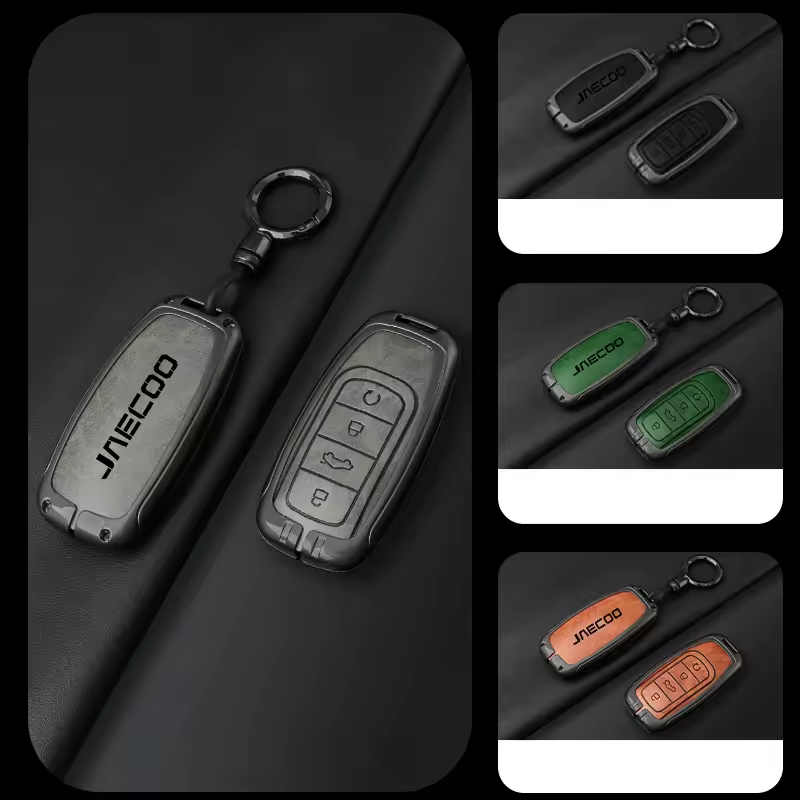 Jaecoo Key Cover with Keychain | Alloy & Leather Protective Case