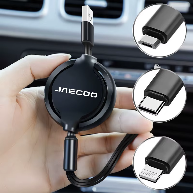 3-in-1 Retractable Car Charging Cable for Jaecoo | Fast USB Data Cable Accessory
