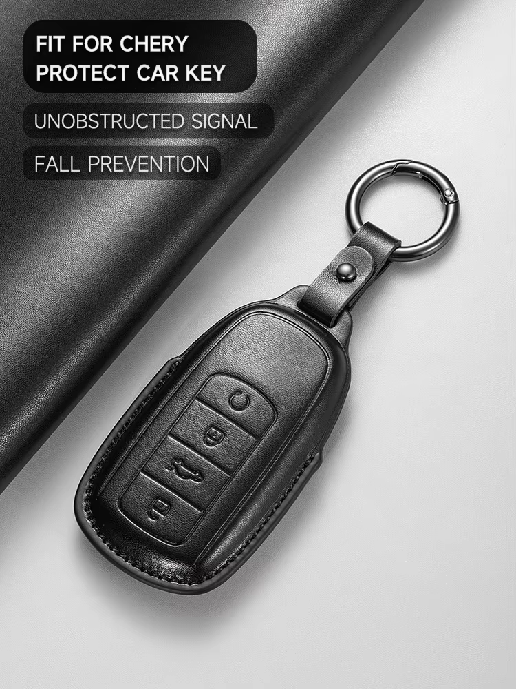 Leather Key Case Cover for Jaecoo J7 – 4-Button Smart Key Protection