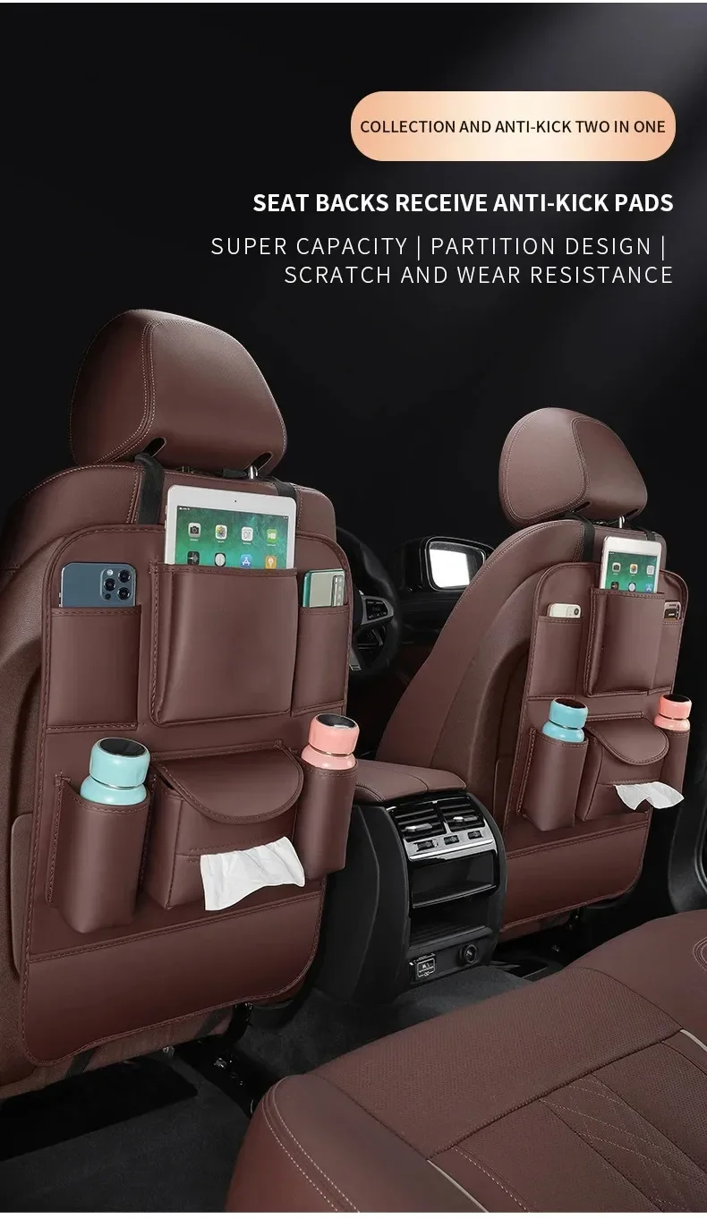 Jaecoo Car Seat Back Organizers | 2pcs Leather Multi-Pocket Storage Bags