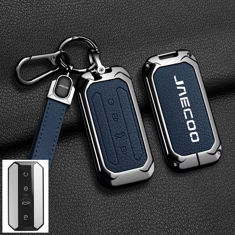 Luxury Zinc Alloy & Leather Key Cover for Jaecoo J5 | Premium Smart Key Protector Case with Keychain