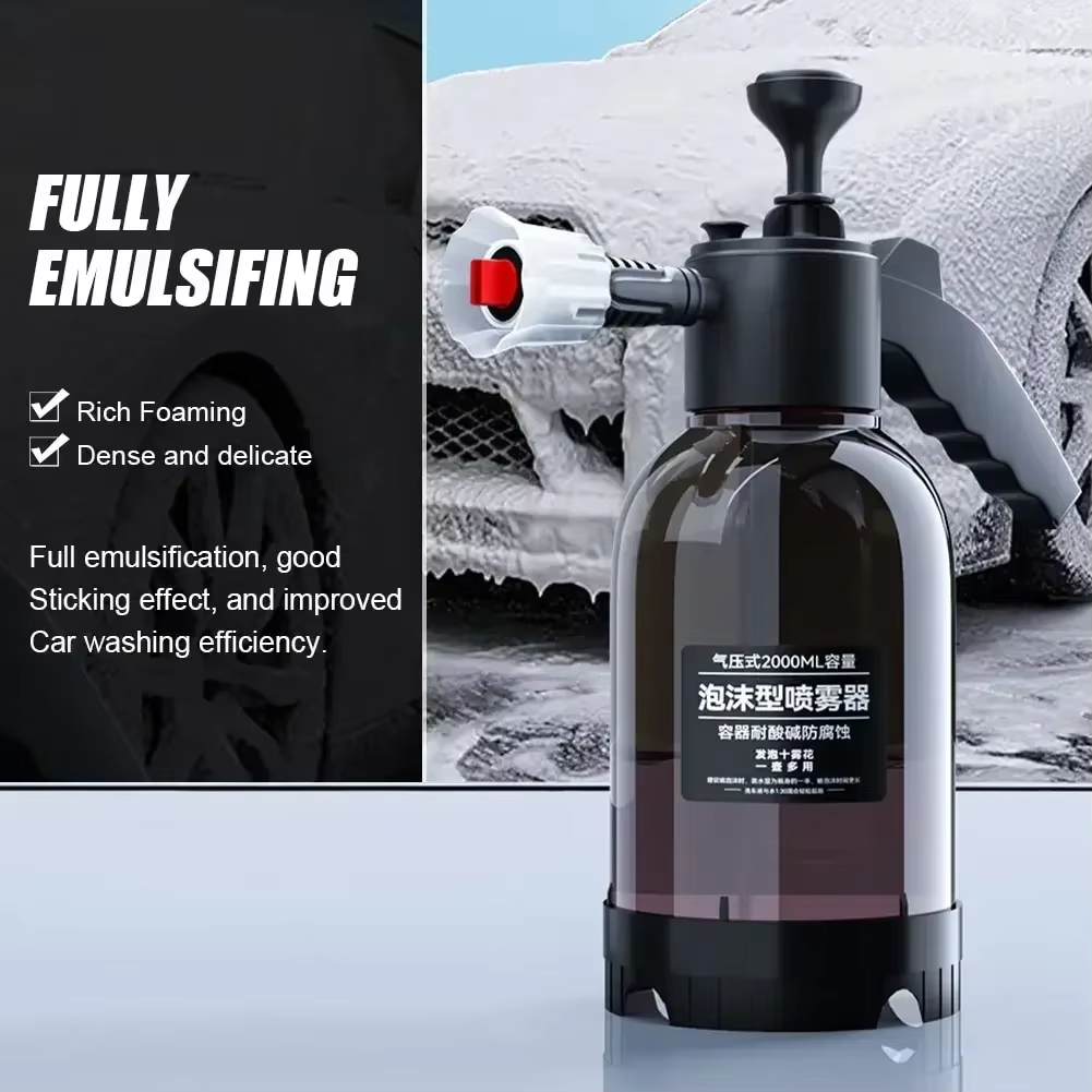 2L Hand Pump Foam Sprayer | Car Wash Snow Foam Bottle with 2 Nozzles