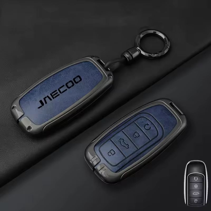 Jaecoo Key Cover with Keychain | Alloy & Leather Protective Case