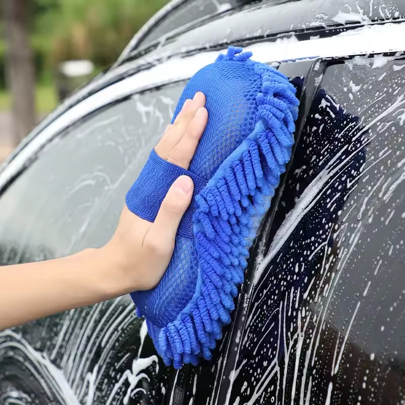 Microfiber Car Wash Mitt | Chenille Sponge Glove for Scratch-Free Vehicle Cleaning