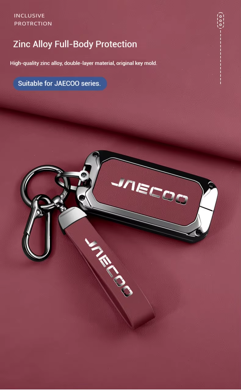 Zinc Alloy & Leather Key Cover for Jaecoo J5 | Smart Key Case with Protective Chain