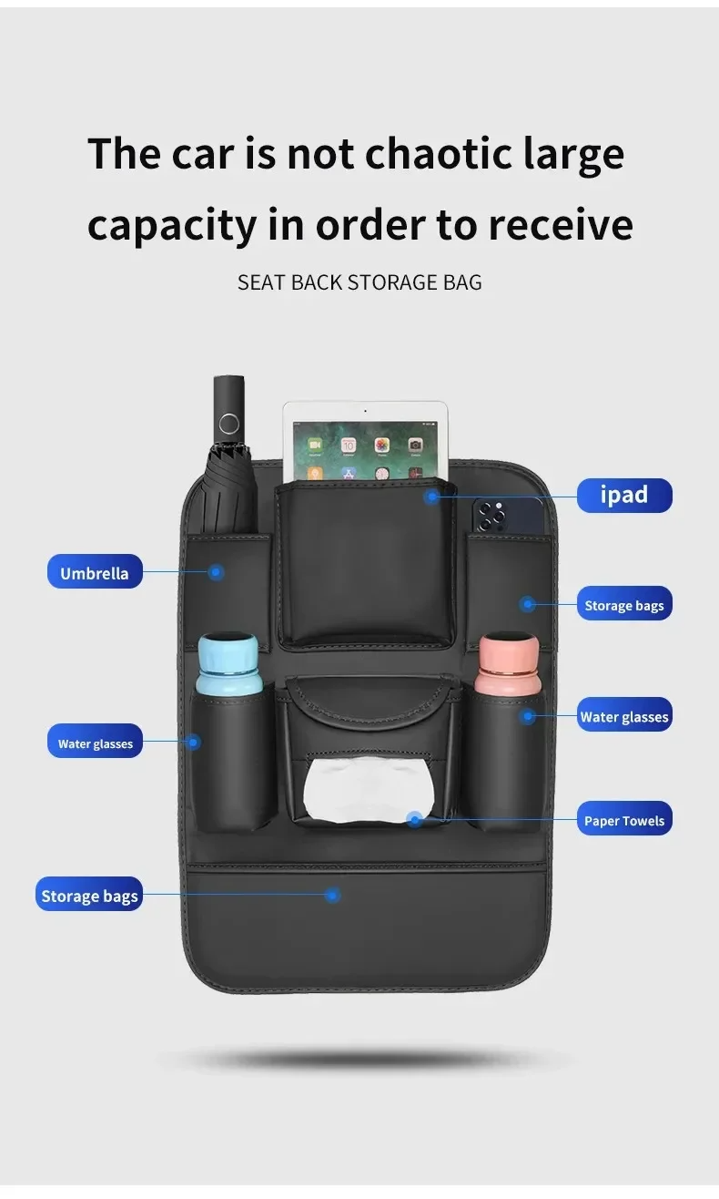 Jaecoo Car Seat Back Organizers | 2pcs Leather Multi-Pocket Storage Bags