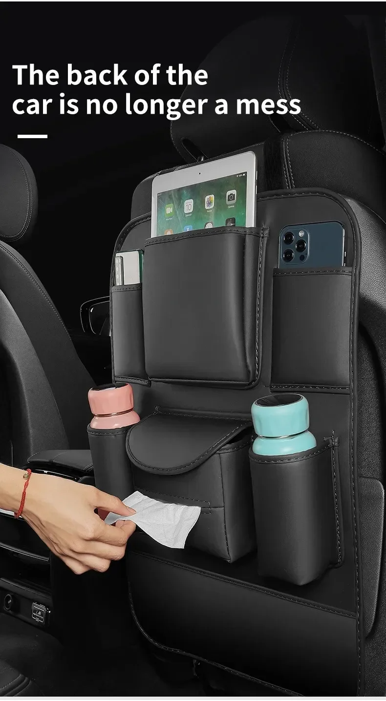 Jaecoo Car Seat Back Organizers | 2pcs Leather Multi-Pocket Storage Bags
