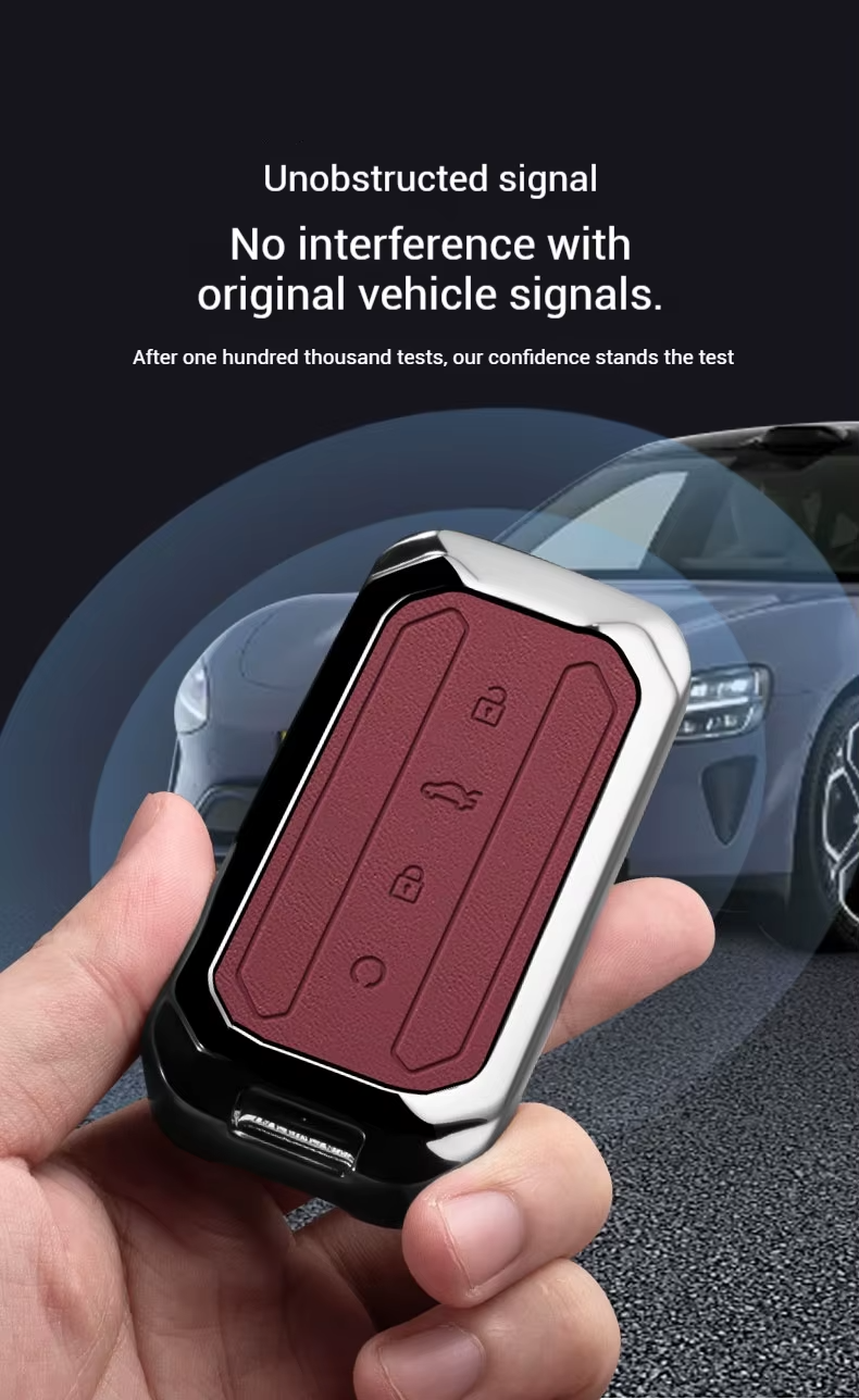 Zinc Alloy & Leather Key Cover for Jaecoo J5 | Smart Key Case with Protective Chain