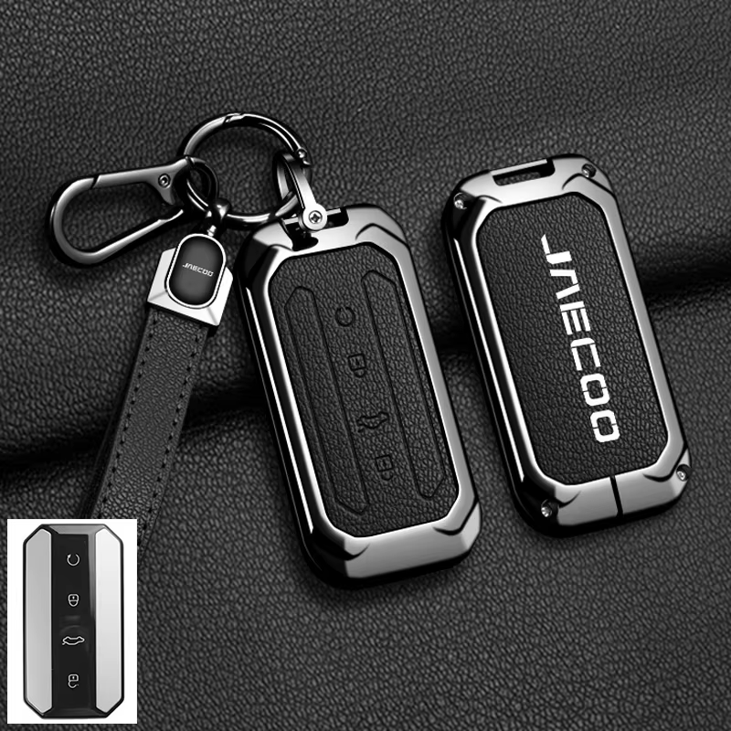 Luxury Zinc Alloy & Leather Key Cover for Jaecoo J5 | Premium Smart Key Protector Case with Keychain